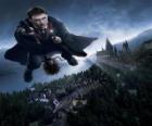 Гарри Поттер летать со своей волшебной метлы
